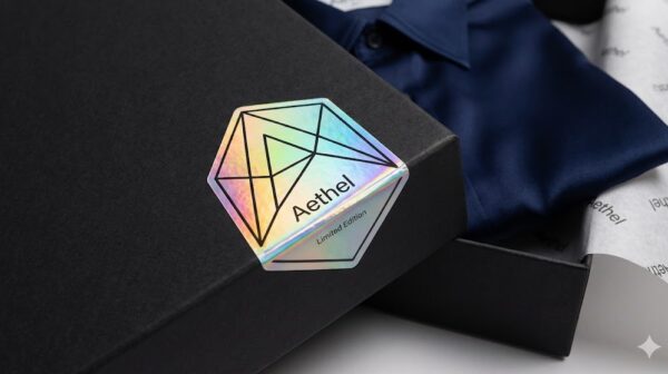 stiker hologram pada kemasan produk fashion mewah